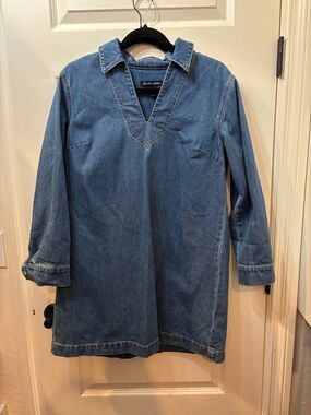 Veronica Beard Blue Denim V-Neck Tunic